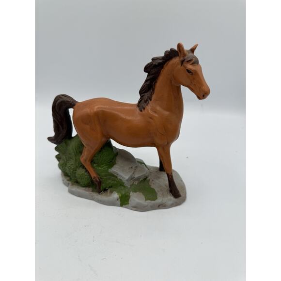 Vintage Brown Horse Figurine 7” Long x 6.5” Tall Ceramic Statue Ranch Decor - Picture 1 of 8